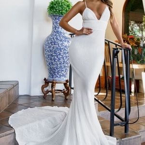 Abyss by Abby Rain Sequin Gown Open Back V-Neck